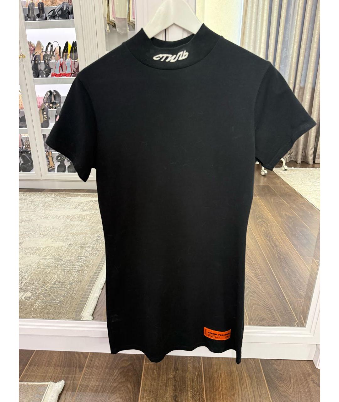 HERON PRESTON Черное хлопковое повседневное платье, фото 2