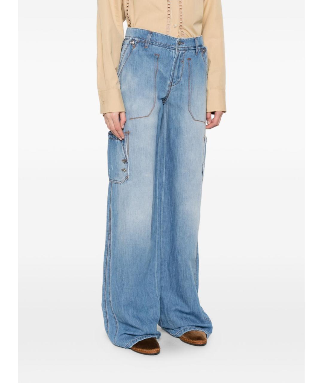 ERMANNO SCERVINO Синие хлопковые прямые джинсы, фото 3