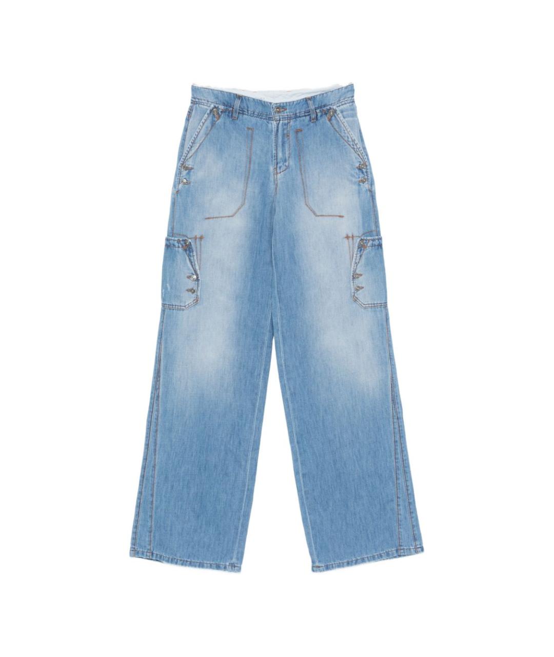 ERMANNO SCERVINO Синие хлопковые прямые джинсы, фото 1