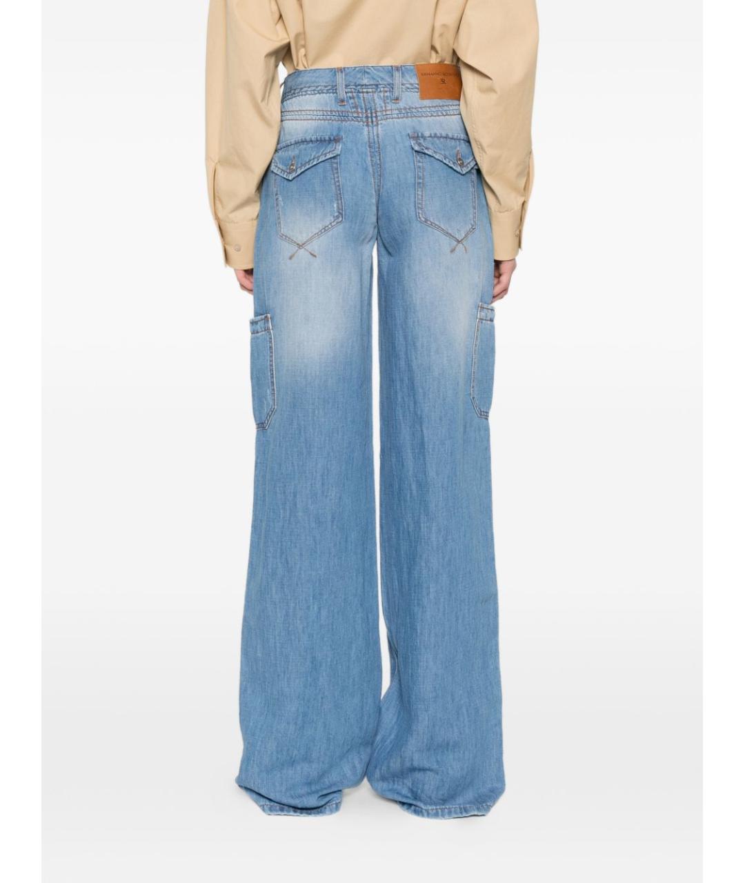 ERMANNO SCERVINO Синие хлопковые прямые джинсы, фото 2