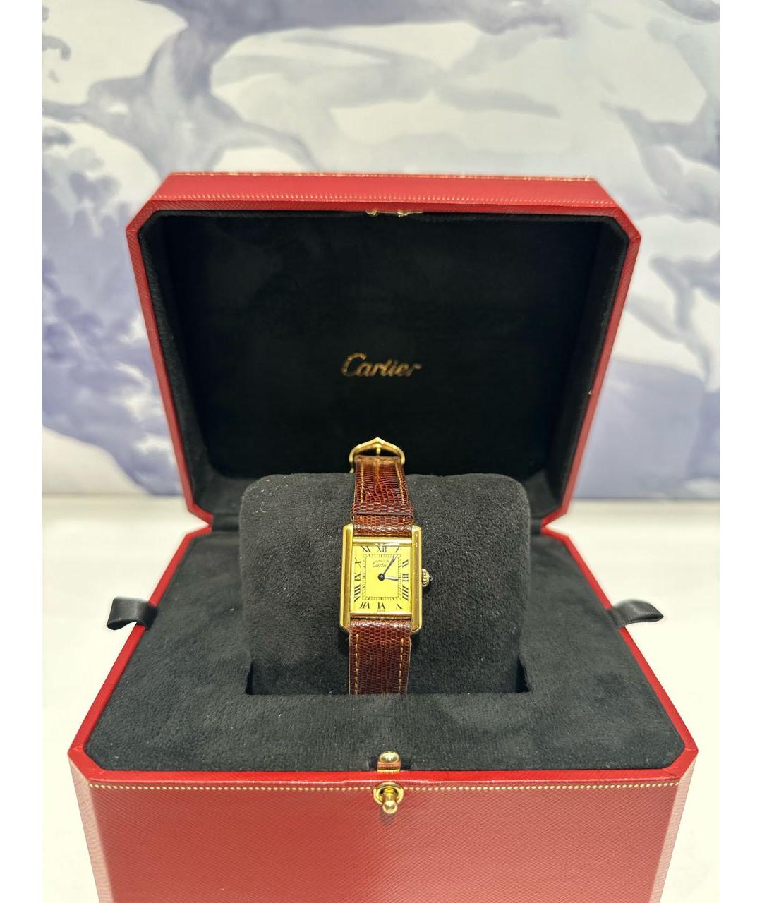 CARTIER Золотые позолоченные часы, фото 7