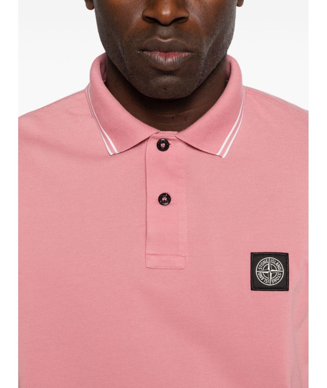 STONE ISLAND Розовая хлопковая футболка, фото 4