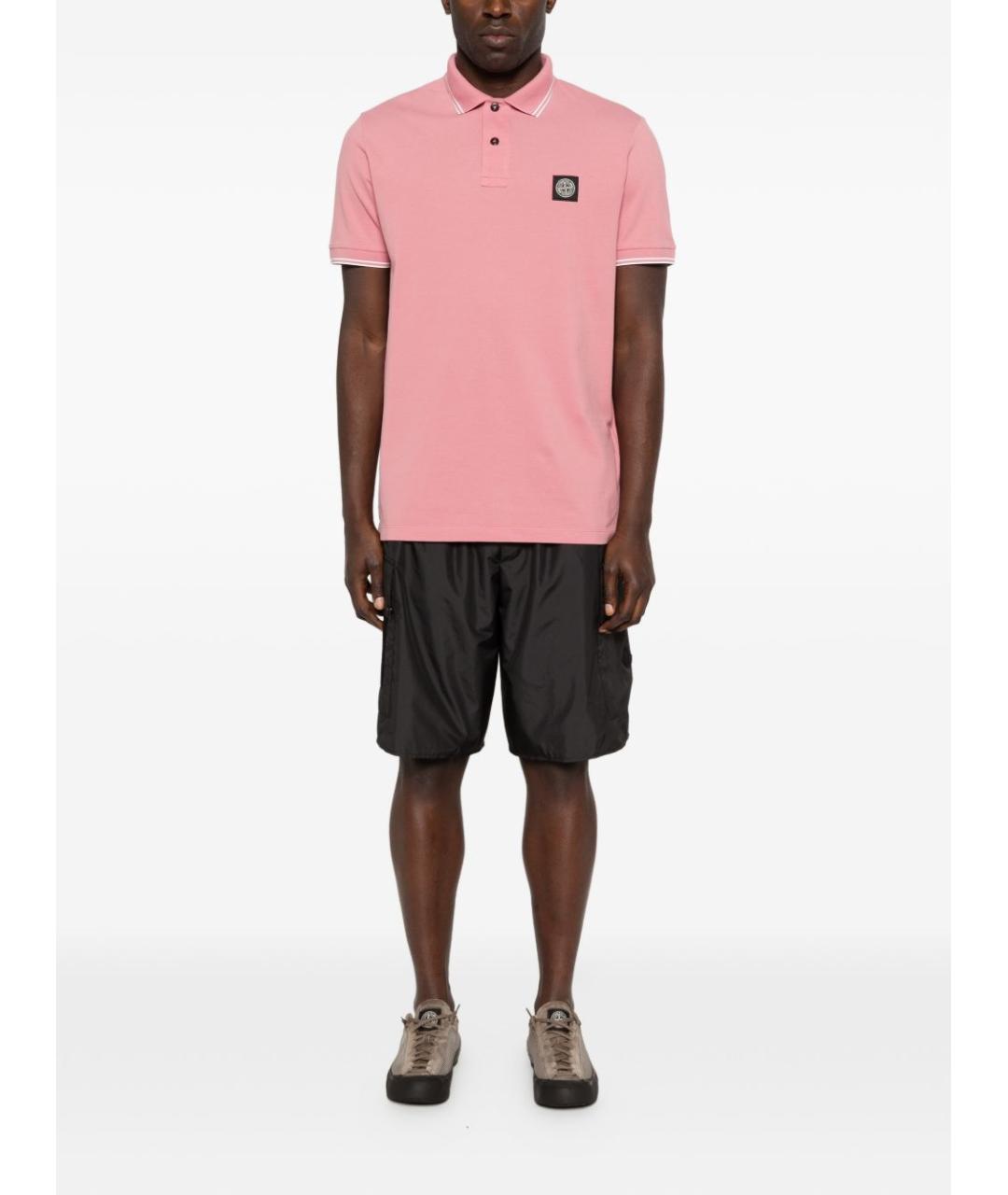 STONE ISLAND Розовая хлопковая футболка, фото 2