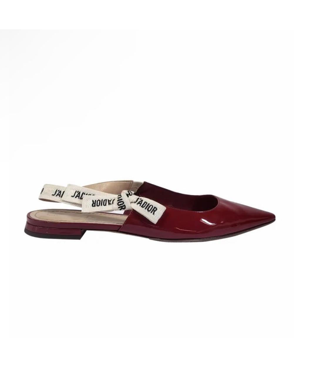 CHRISTIAN DIOR Красные кожаные лодочки на низком каблуке, фото 1