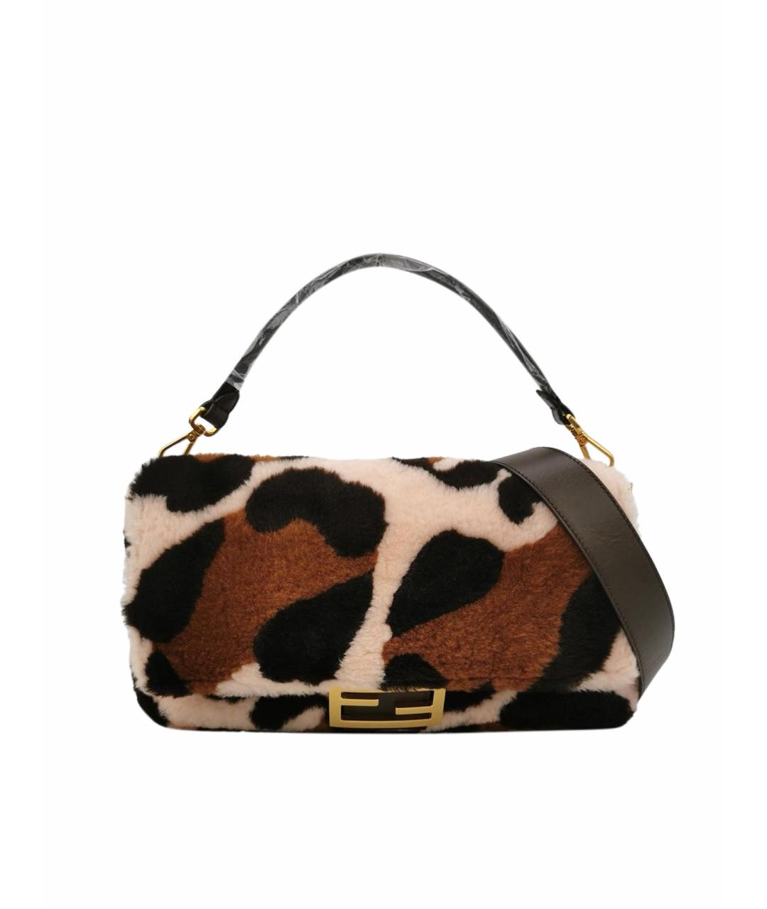 FENDI Коричневая меховая сумка через плечо, фото 1