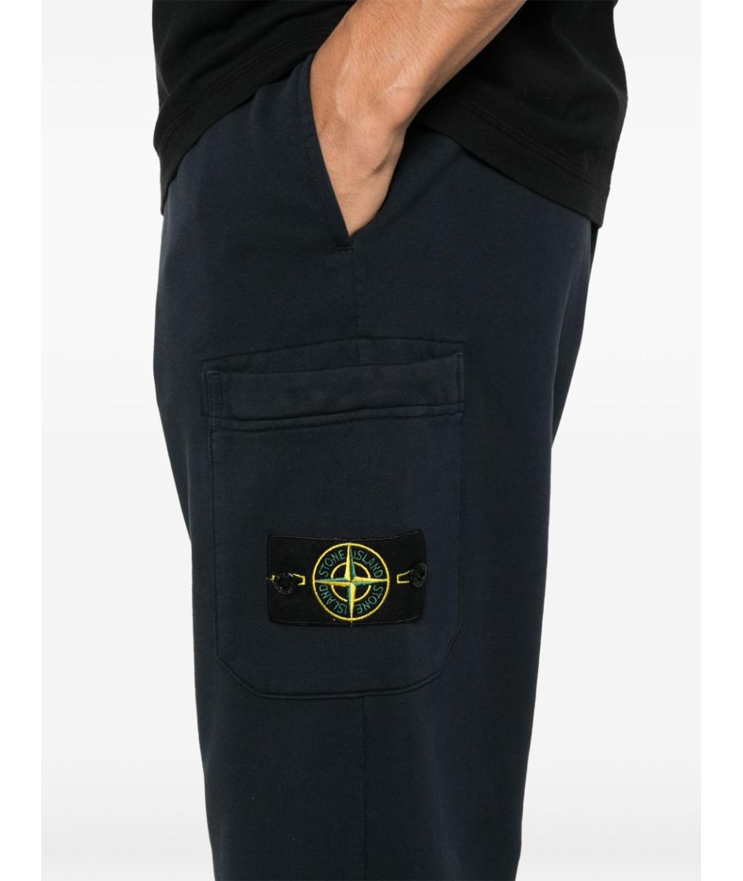 STONE ISLAND Синие хлопковые повседневные брюки, фото 3