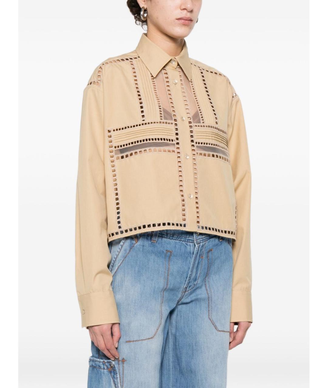 ERMANNO SCERVINO Бежевая хлопковая рубашка, фото 2