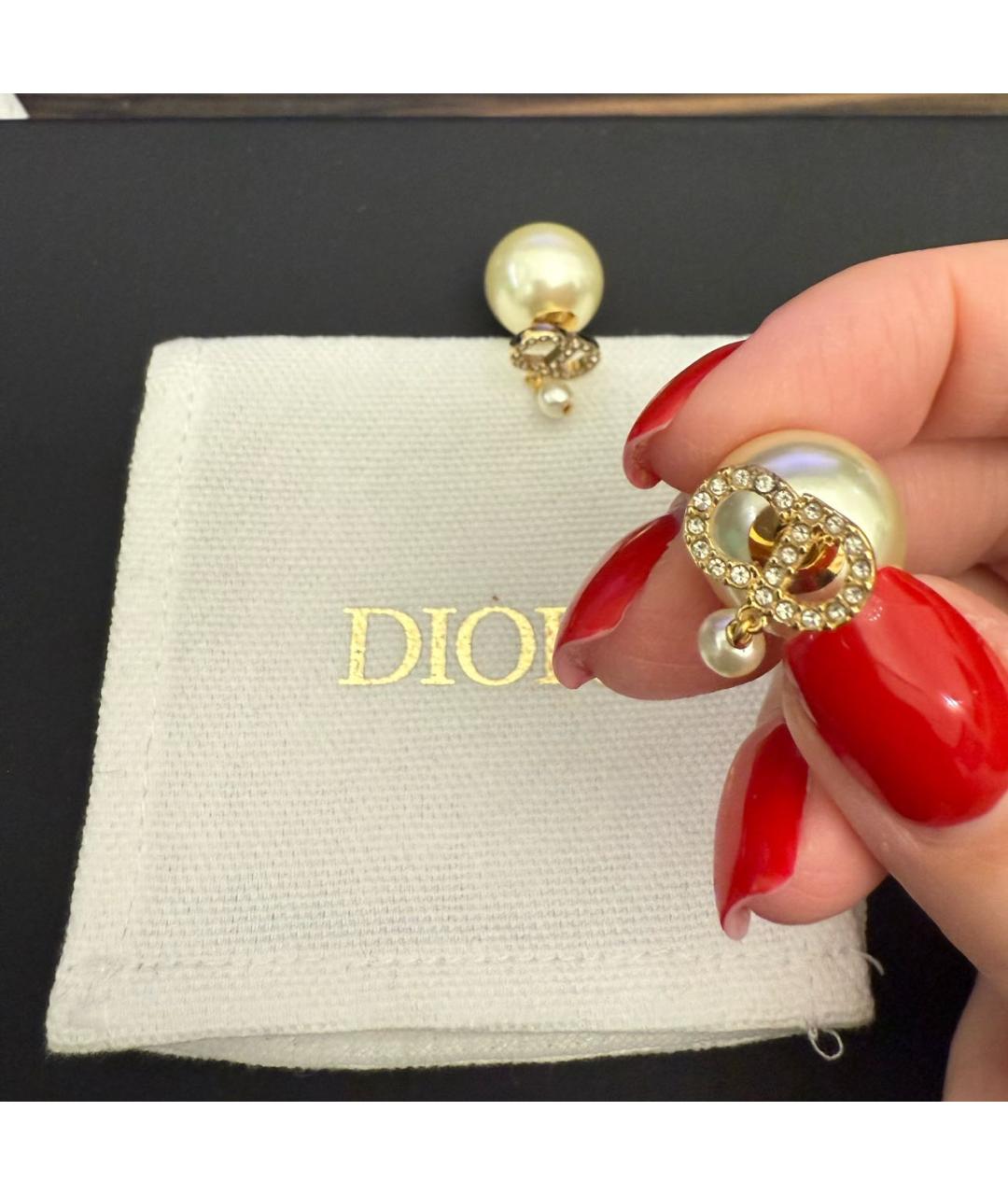 CHRISTIAN DIOR Золотые латунные серьги, фото 3