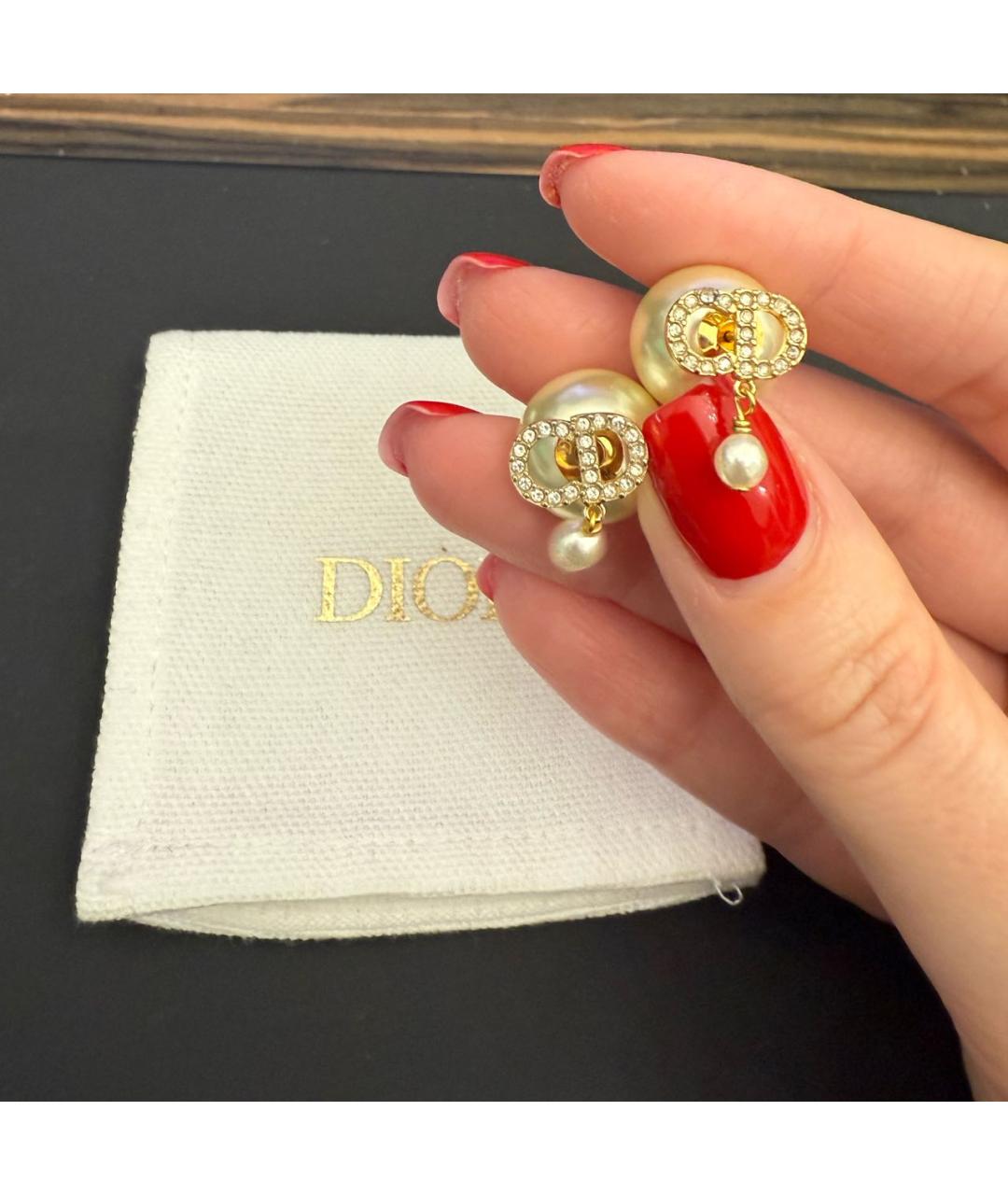 CHRISTIAN DIOR Золотые латунные серьги, фото 2