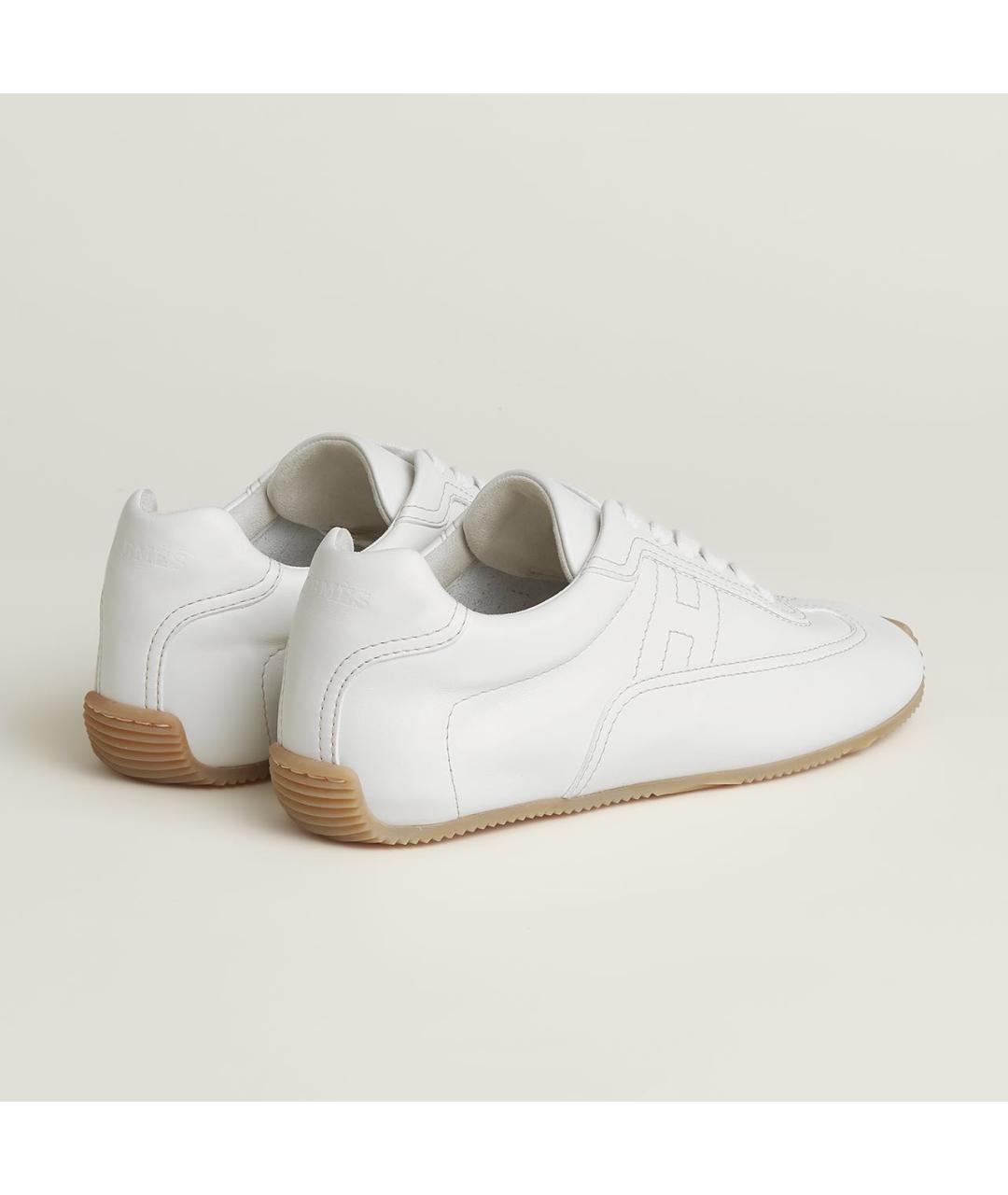 HERMES Белые кожаные кроссовки, фото 4