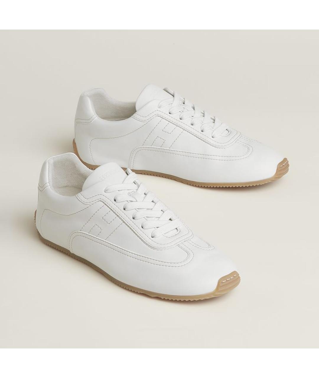 HERMES Белые кожаные кроссовки, фото 2