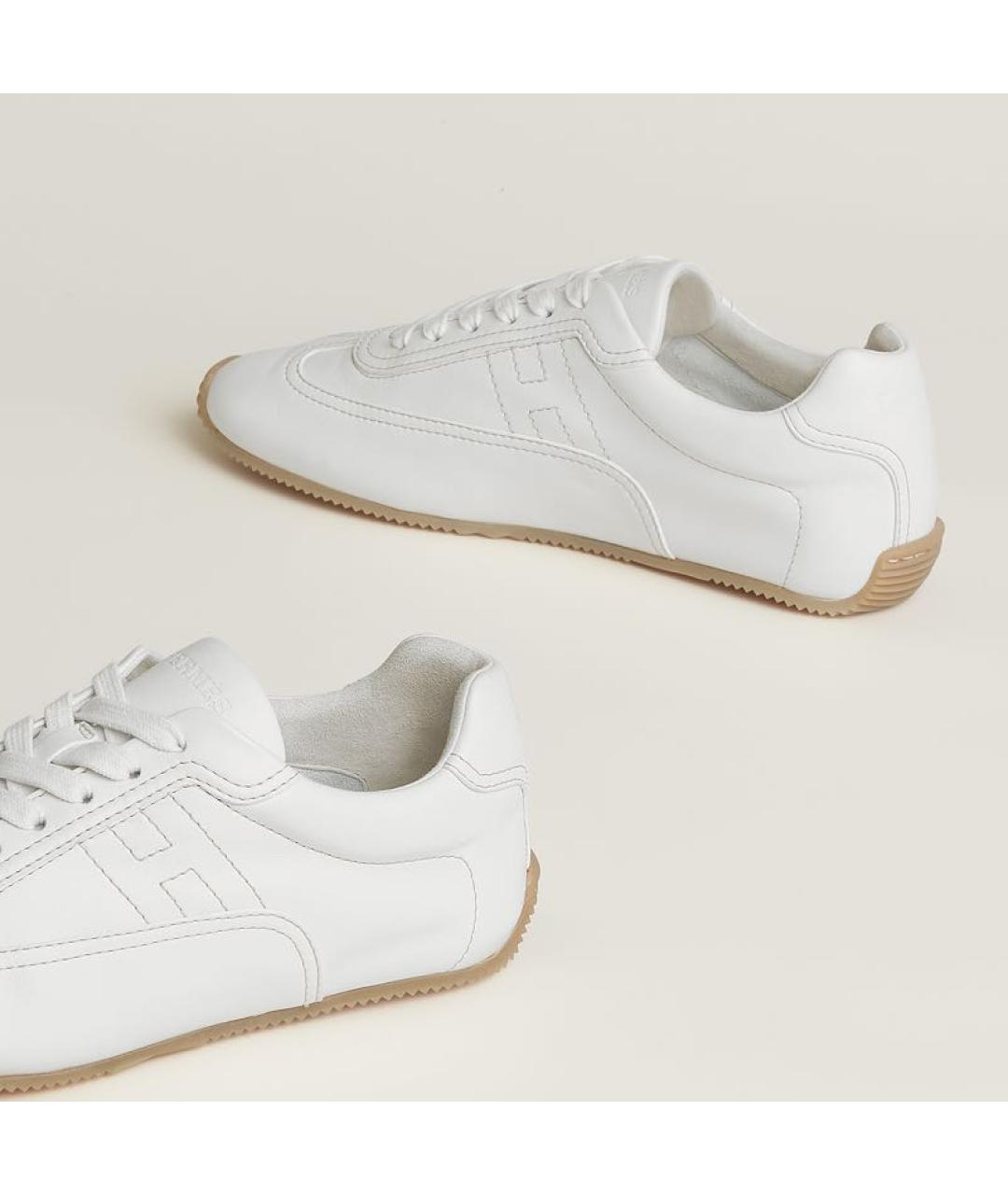 HERMES Белые кожаные кроссовки, фото 5