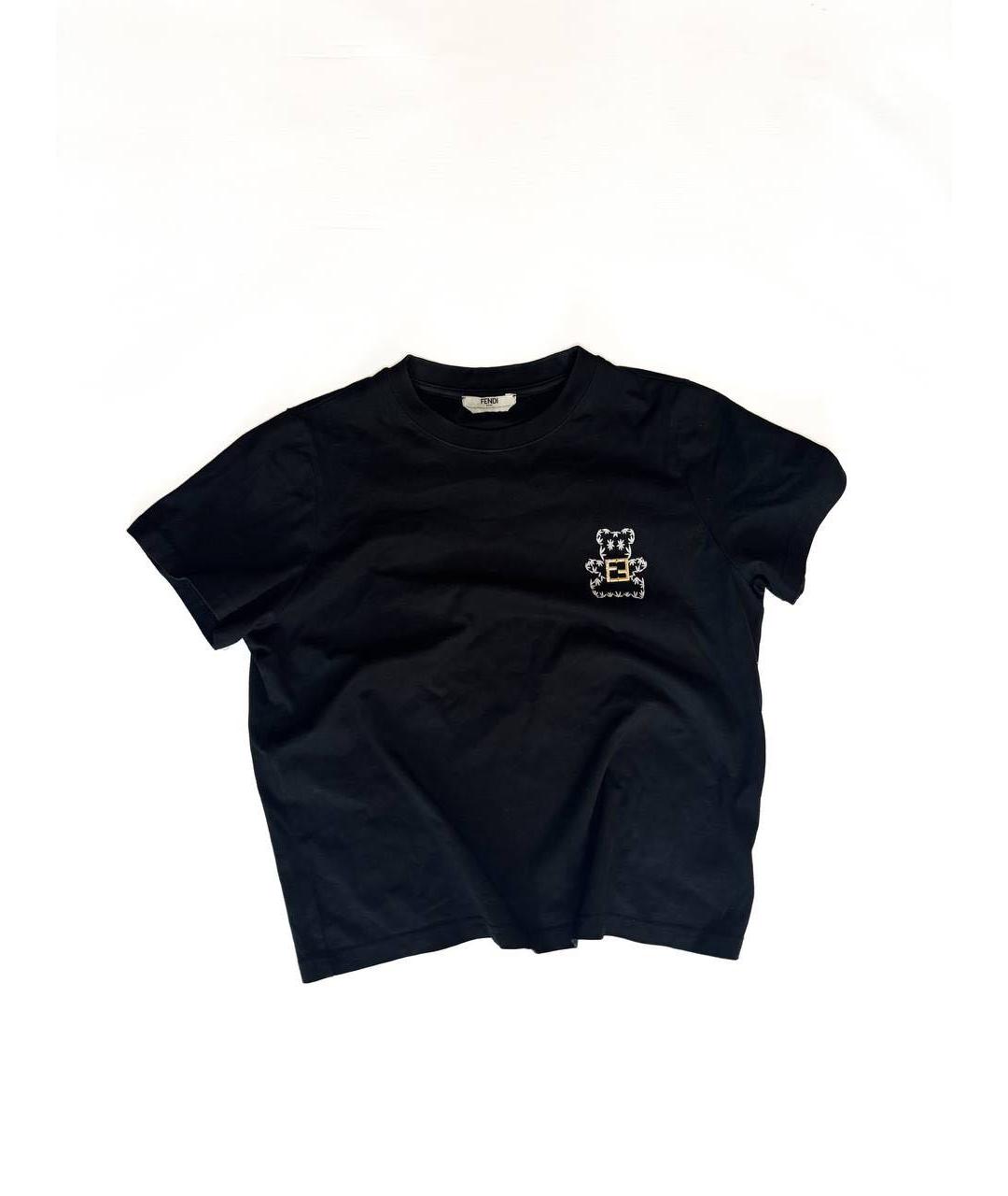 FENDI Черная хлопковая футболка, фото 6