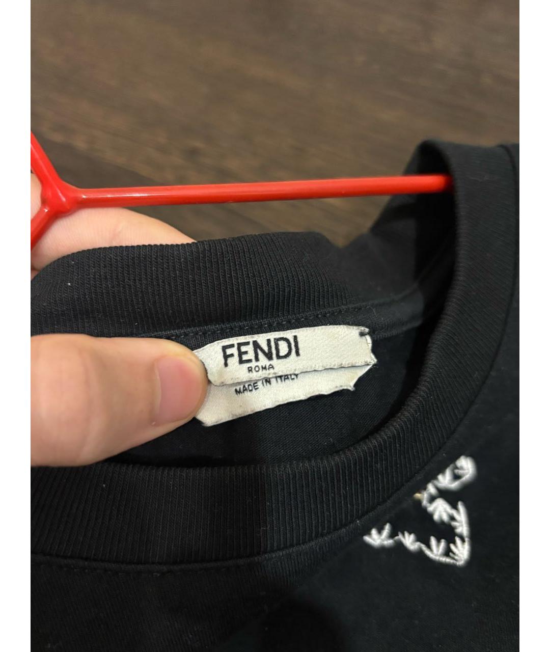 FENDI Черная хлопковая футболка, фото 5