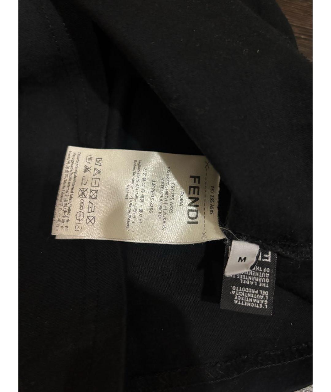 FENDI Черная хлопковая футболка, фото 3