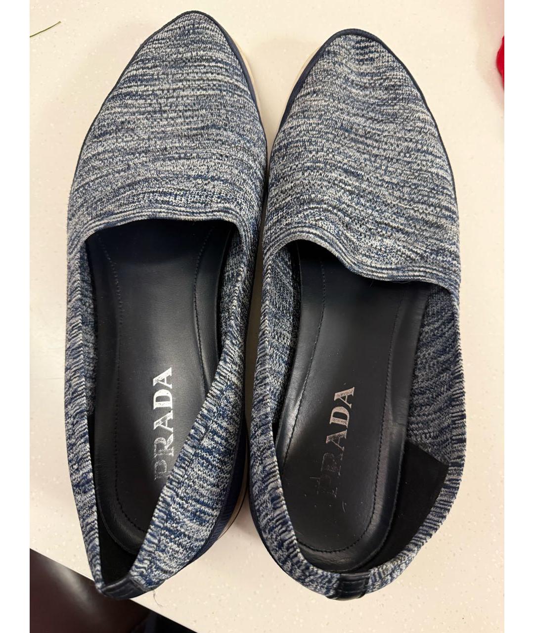PRADA Синие текстильные мокасины, фото 2