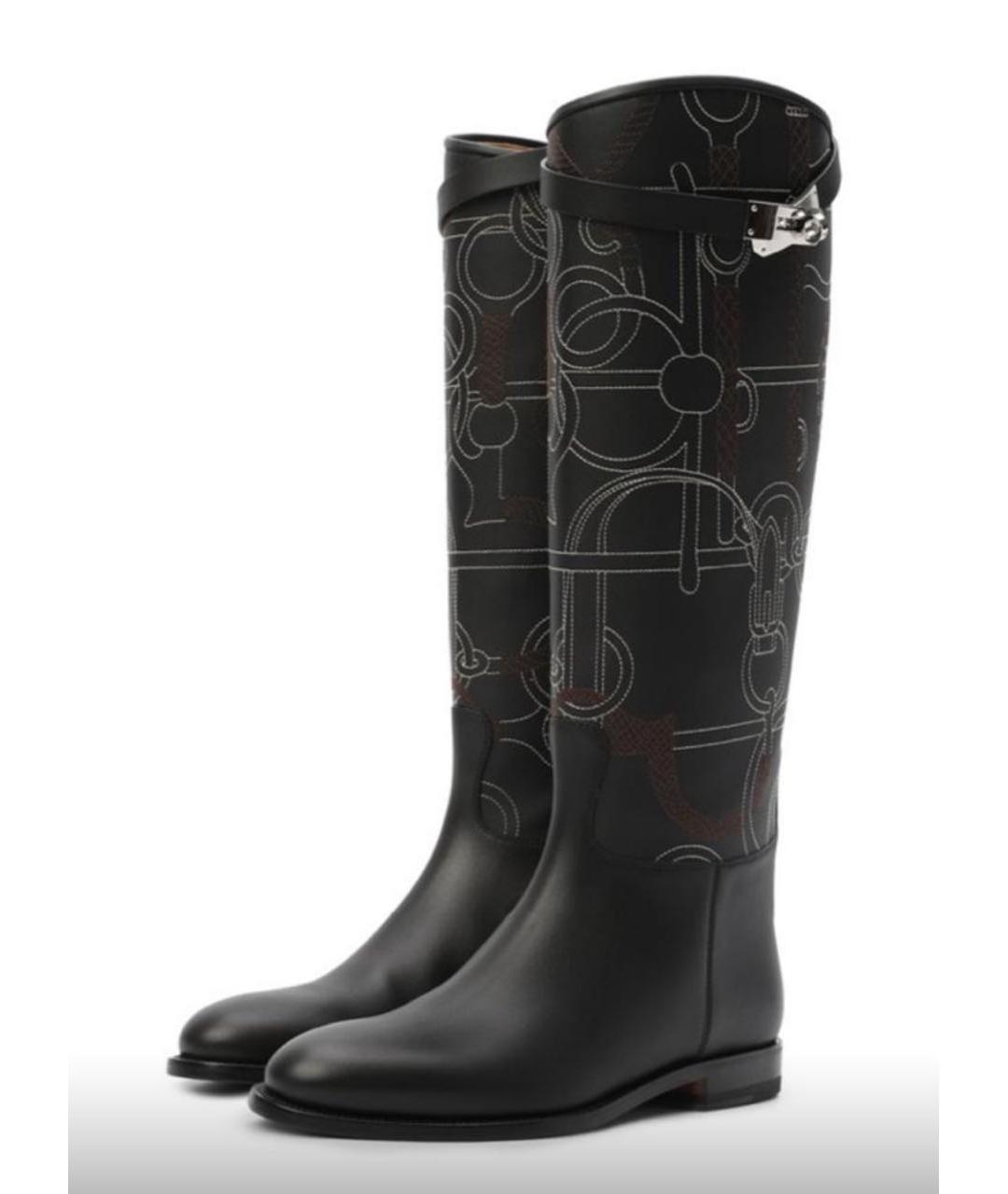 HERMES Черные кожаные сапоги, фото 6