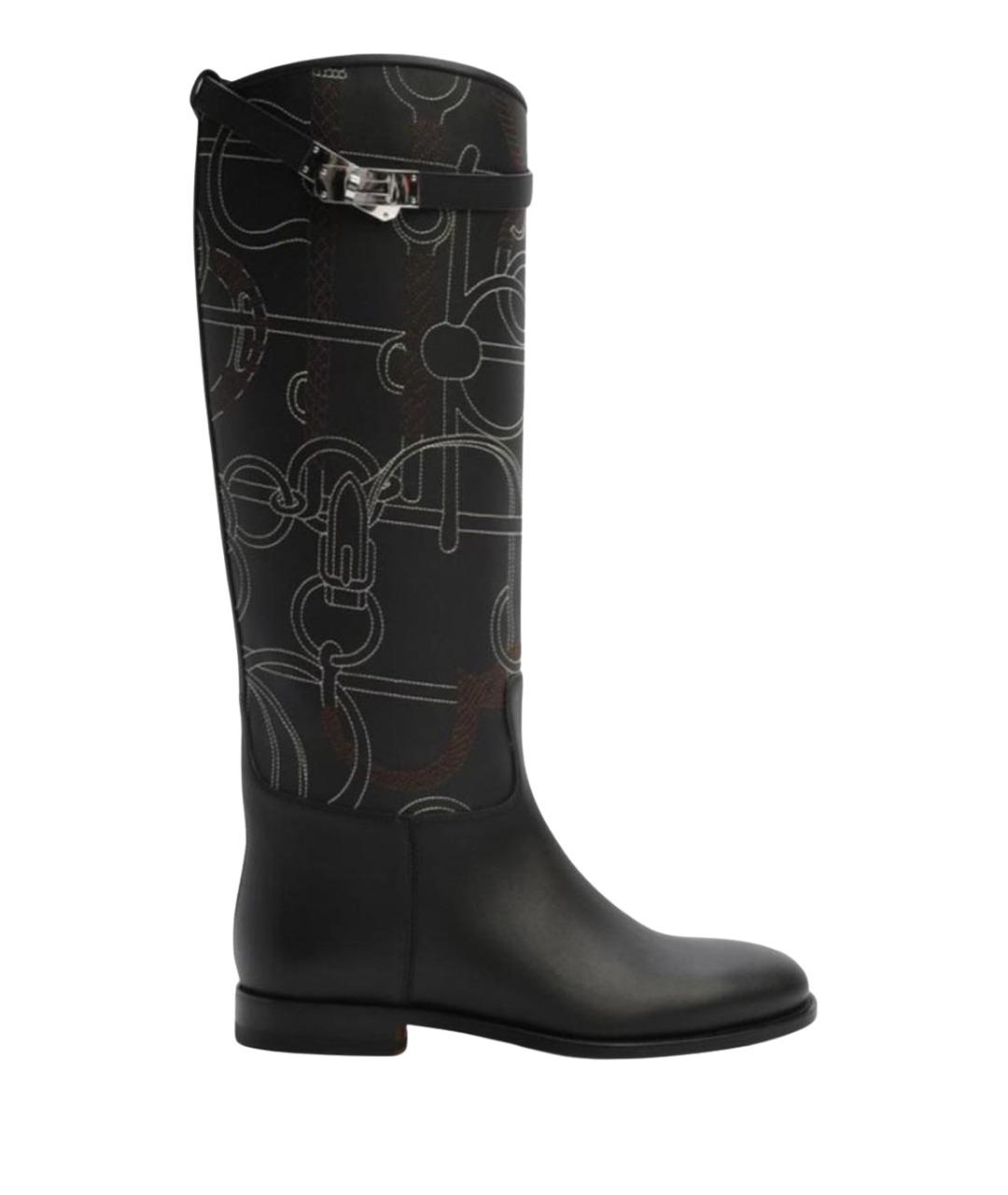 HERMES Черные кожаные сапоги, фото 1