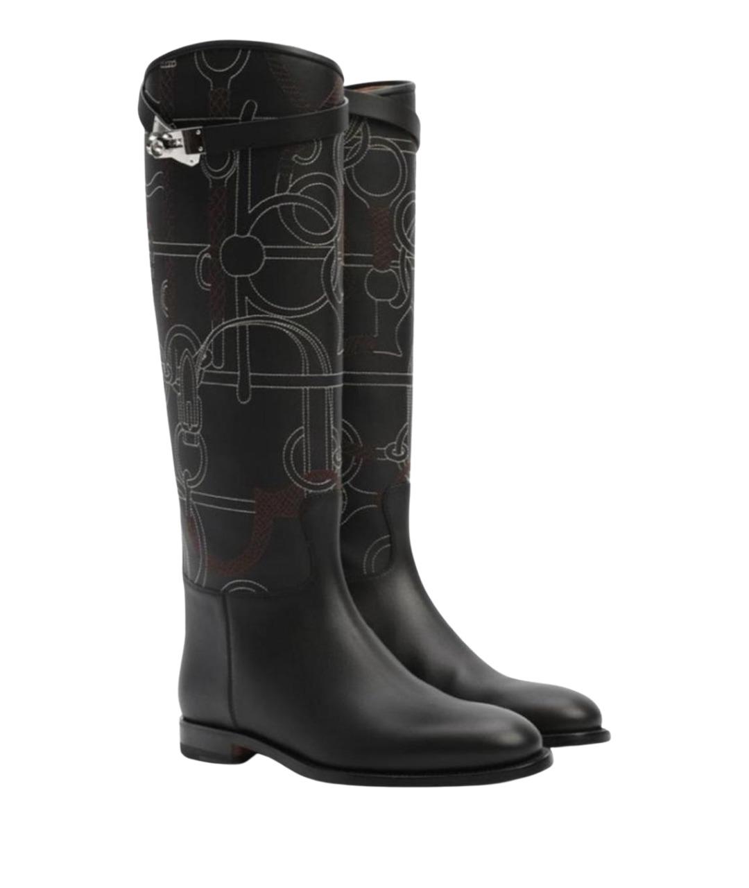 HERMES Черные кожаные сапоги, фото 7