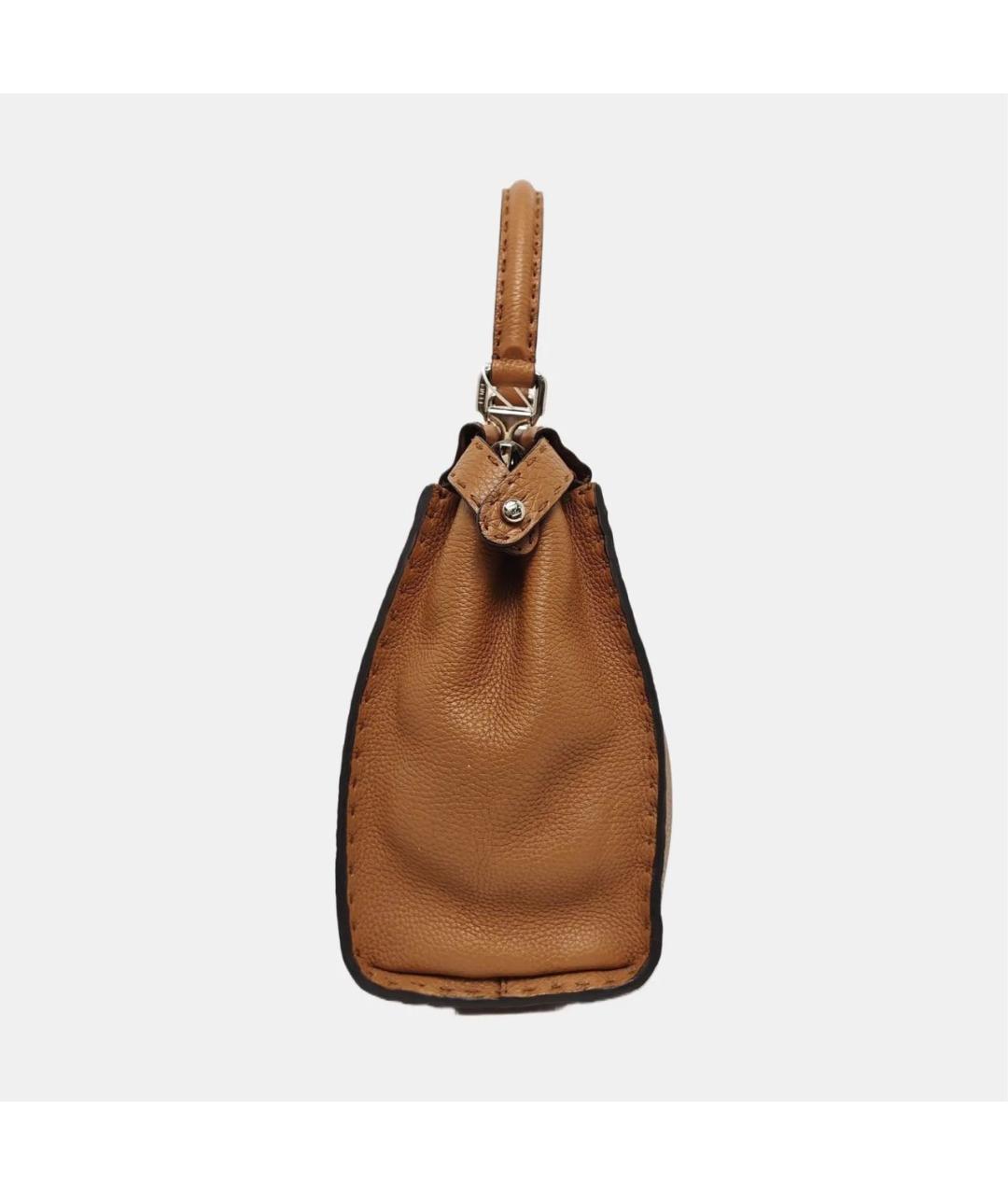 FENDI Коричневая кожаная сумка тоут, фото 2