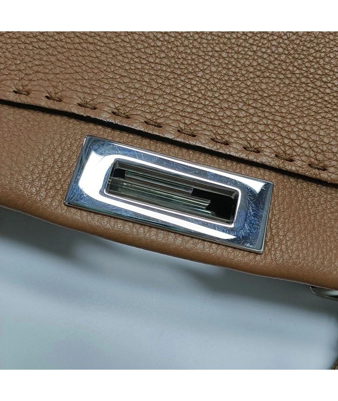 FENDI Коричневая кожаная сумка тоут, фото 5