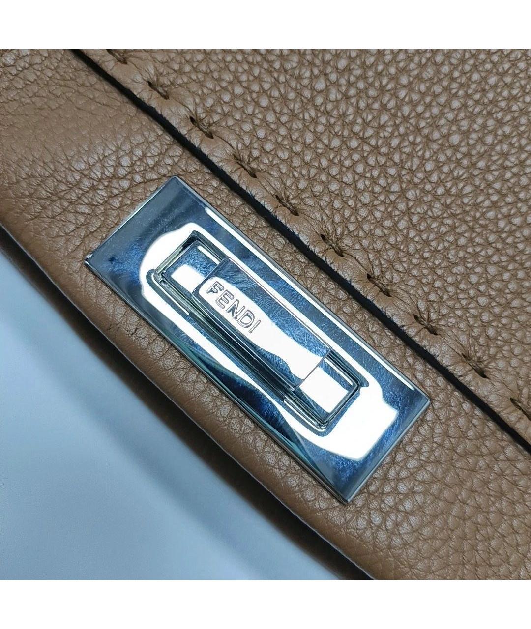 FENDI Коричневая кожаная сумка тоут, фото 6