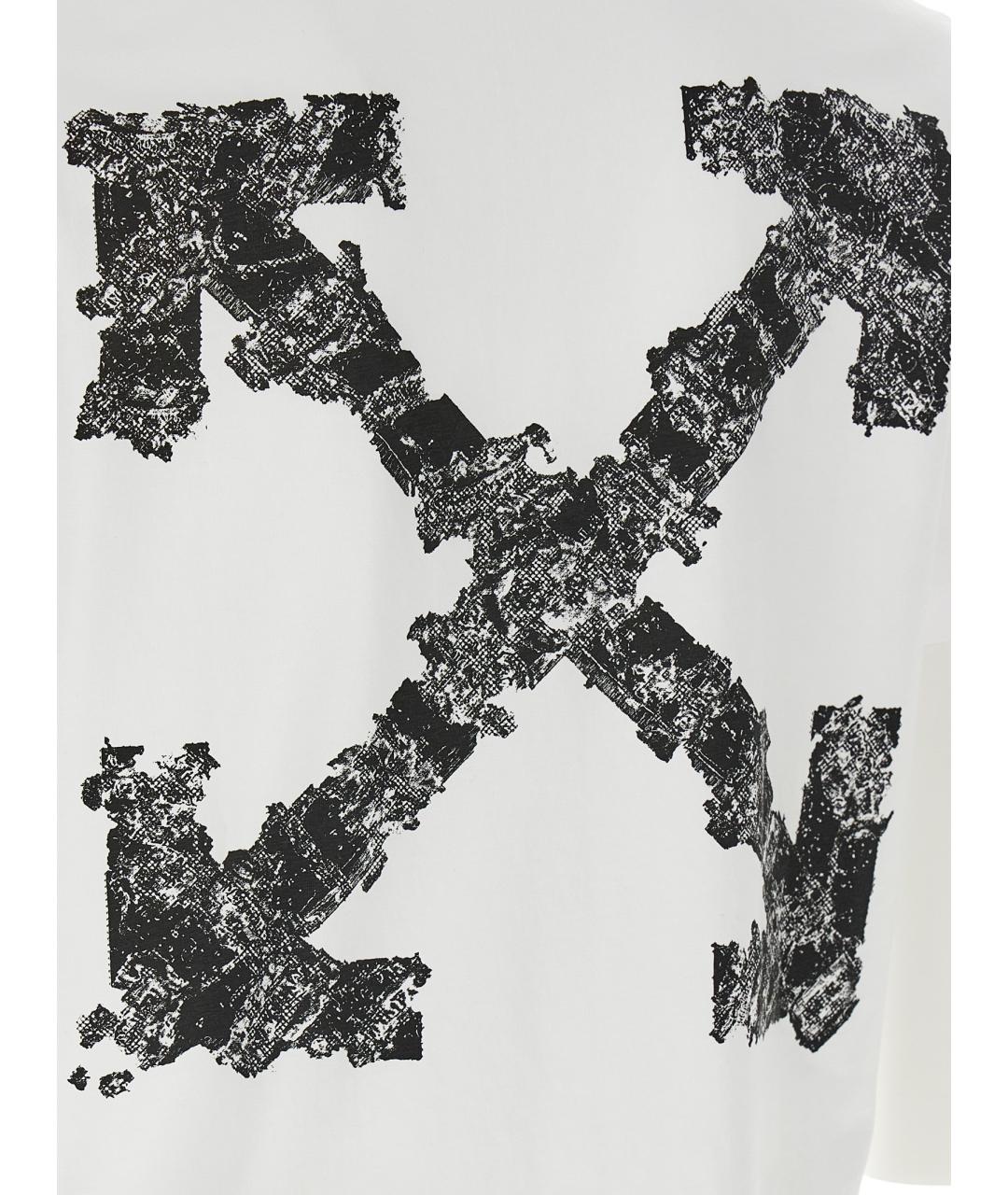 OFF-WHITE Белая хлопковая футболка, фото 4