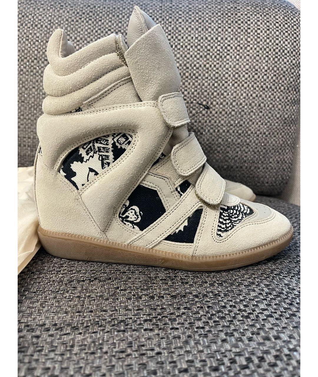 ISABEL MARANT Бежевые замшевые кроссовки, фото 8