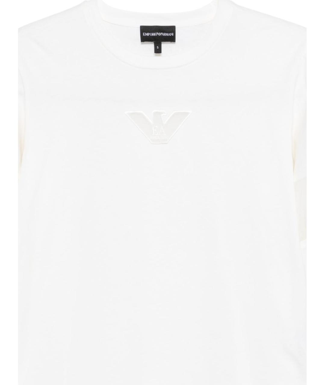 EMPORIO ARMANI Белая хлопковая футболка, фото 2