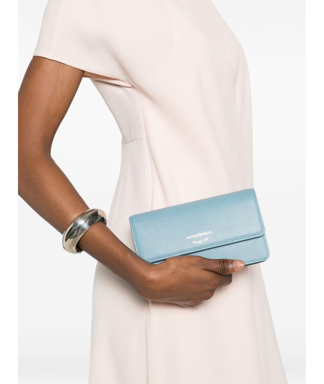 EMPORIO ARMANI Голубая кожаная сумка через плечо, фото 5