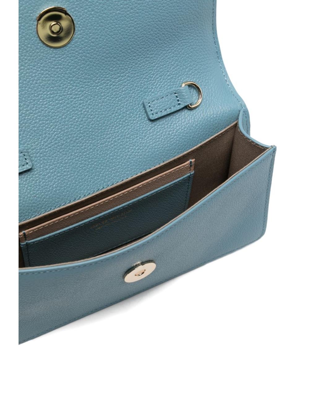 EMPORIO ARMANI Голубая кожаная сумка через плечо, фото 4