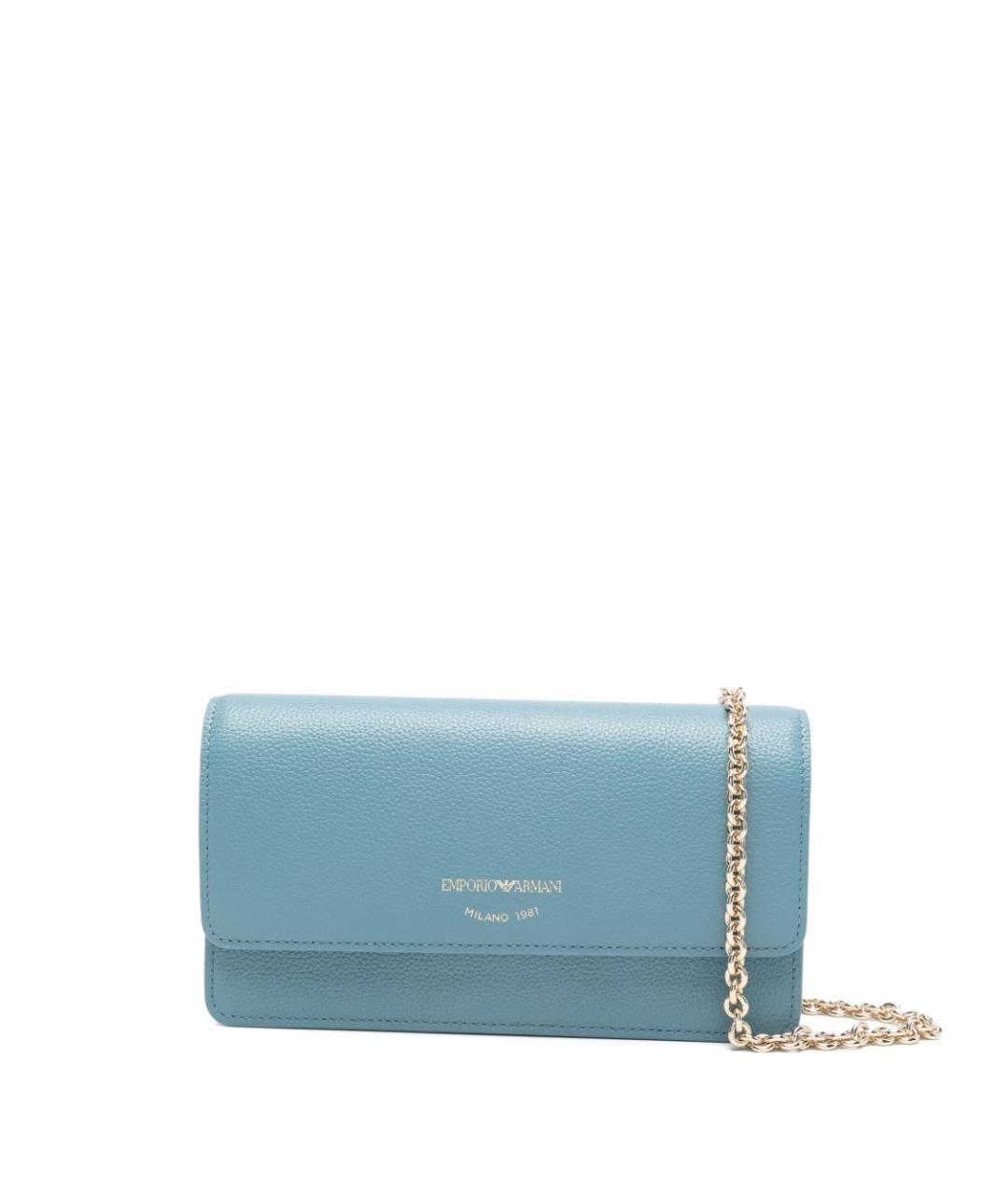 EMPORIO ARMANI Голубая кожаная сумка через плечо, фото 1