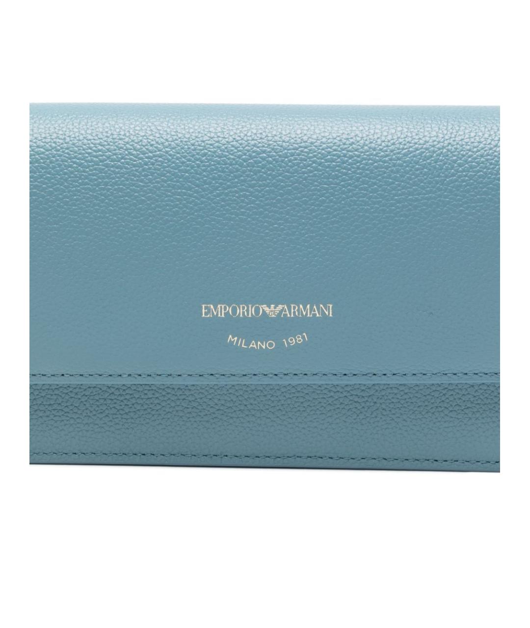 EMPORIO ARMANI Голубая кожаная сумка через плечо, фото 3