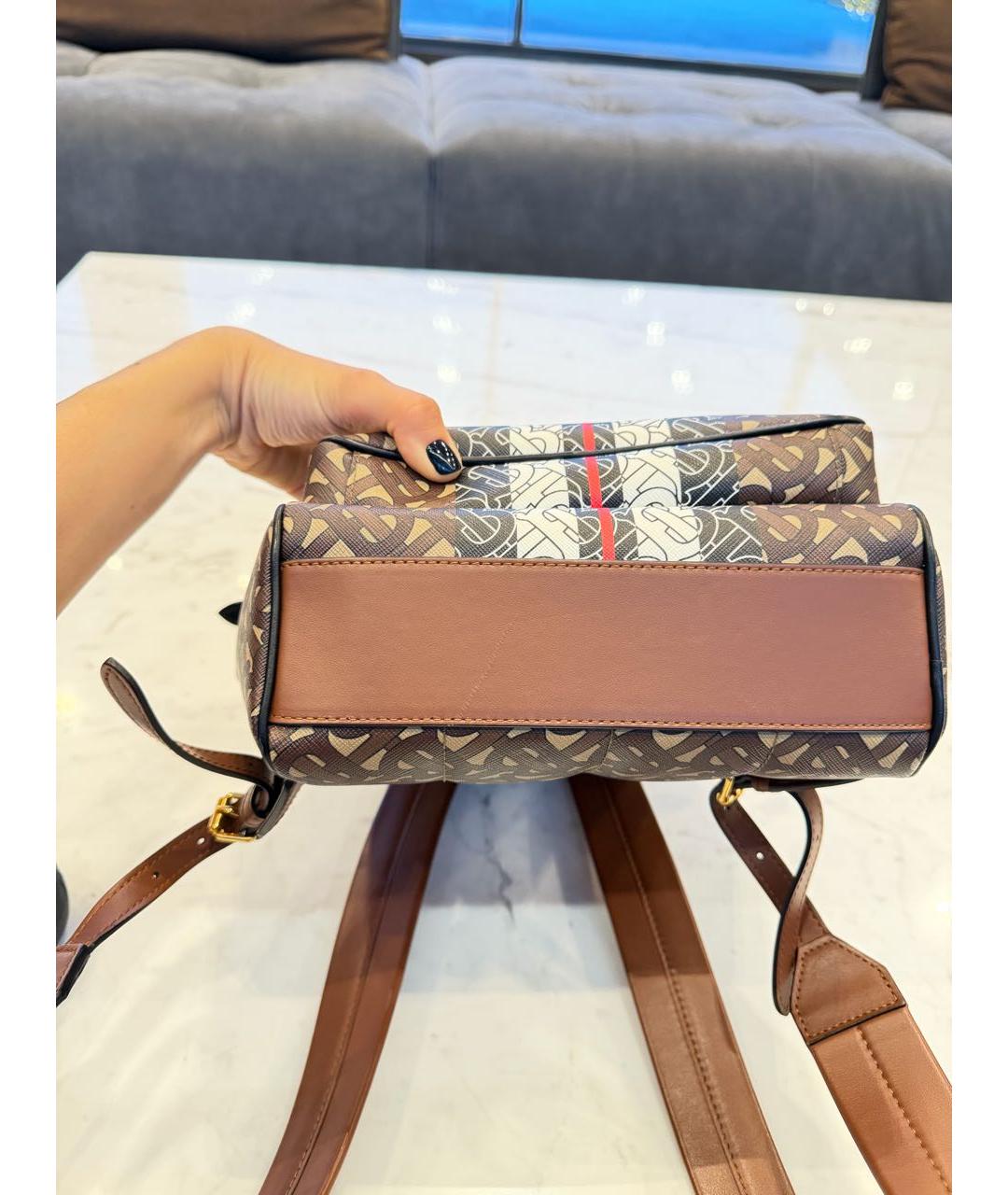 BURBERRY Коричневый кожаный рюкзак, фото 7