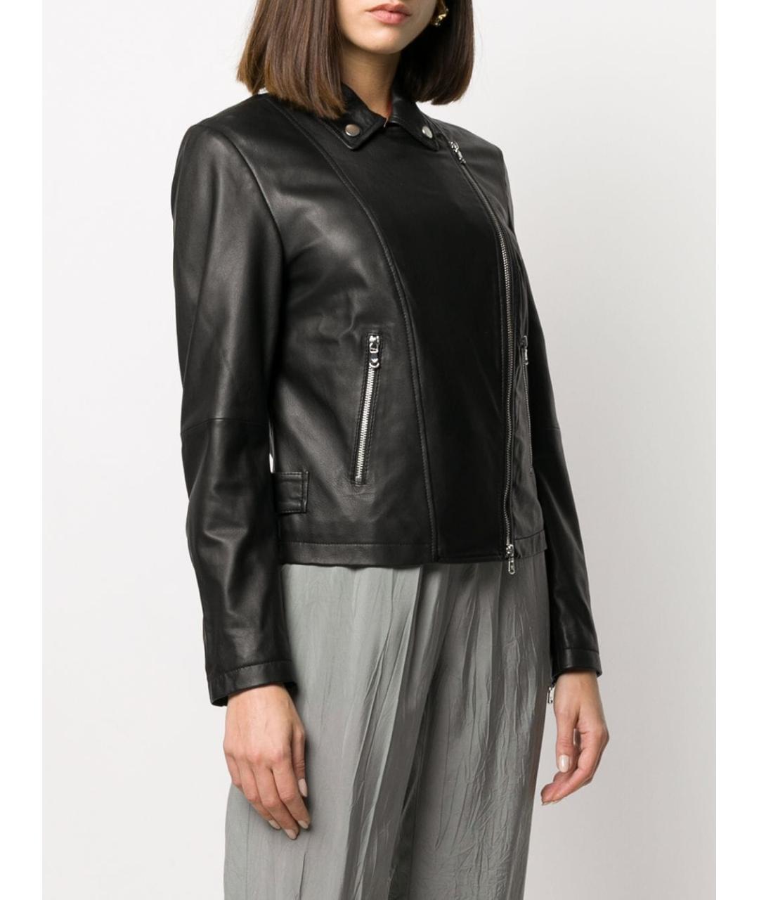 EMPORIO ARMANI Черная кожаная куртка, фото 2