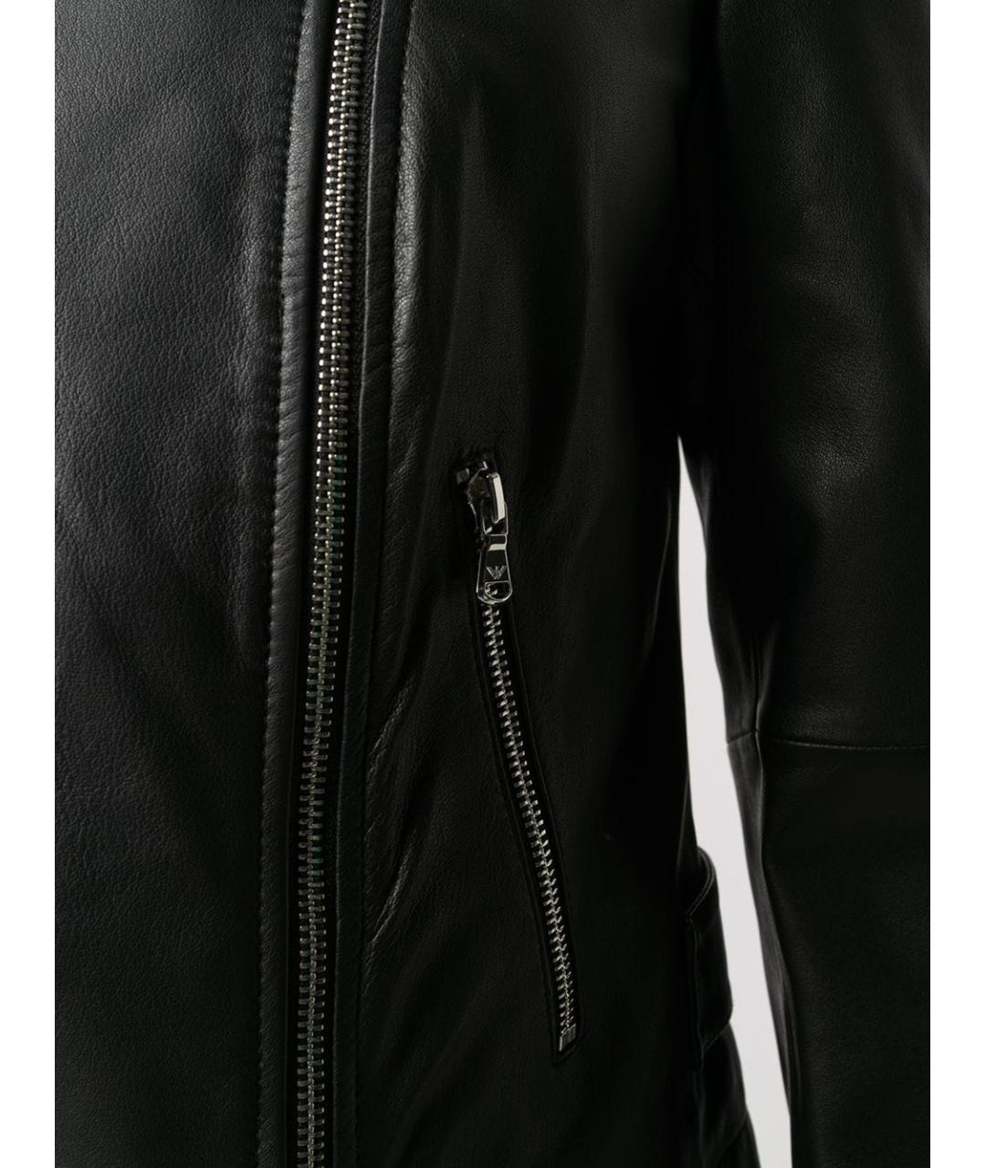 EMPORIO ARMANI Черная кожаная куртка, фото 4