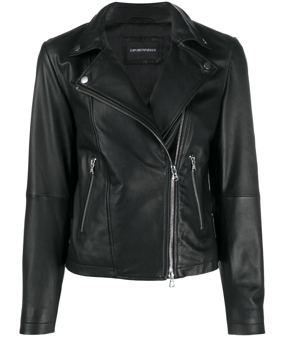 EMPORIO ARMANI Черная кожаная куртка, фото 1