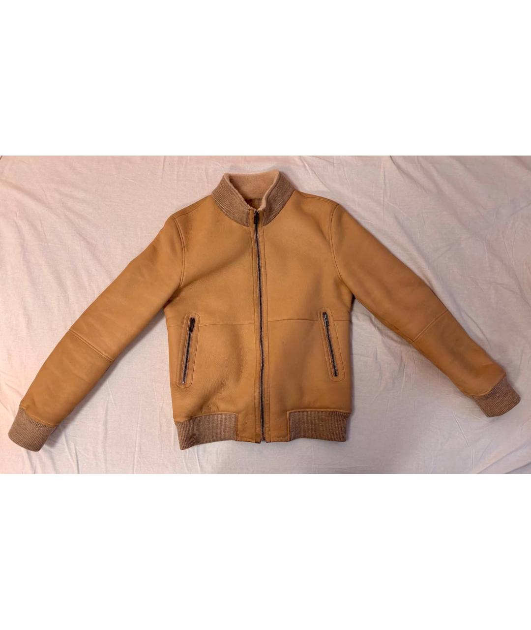 LORO PIANA Бежевая кожаная дубленка/шуба, фото 4