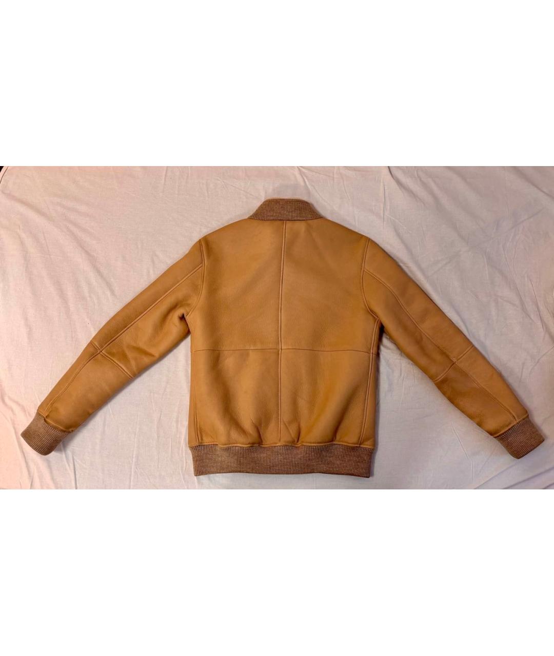 LORO PIANA Бежевая кожаная дубленка/шуба, фото 2