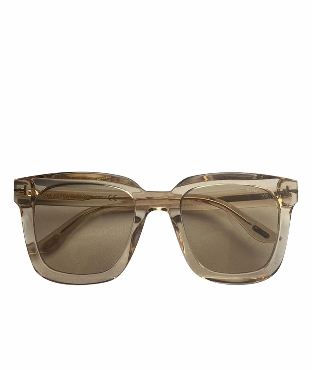 TOM FORD Бежевые пластиковые солнцезащитные очки, фото 1