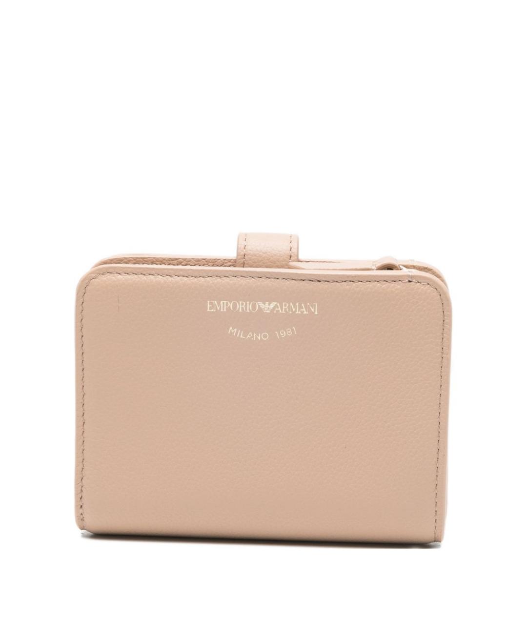 EMPORIO ARMANI Бежевый кожаный кошелек, фото 1