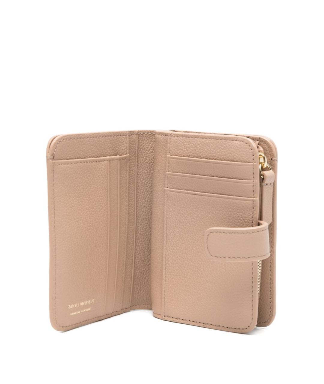 EMPORIO ARMANI Бежевый кожаный кошелек, фото 3