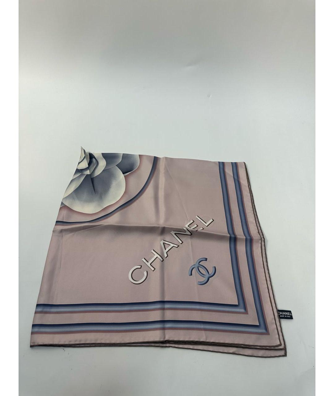 CHANEL Розовый шелковый платок, фото 9