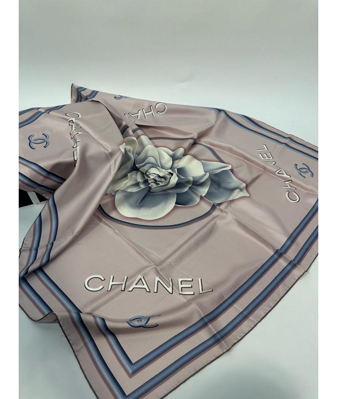 CHANEL Розовый шелковый платок, фото 4