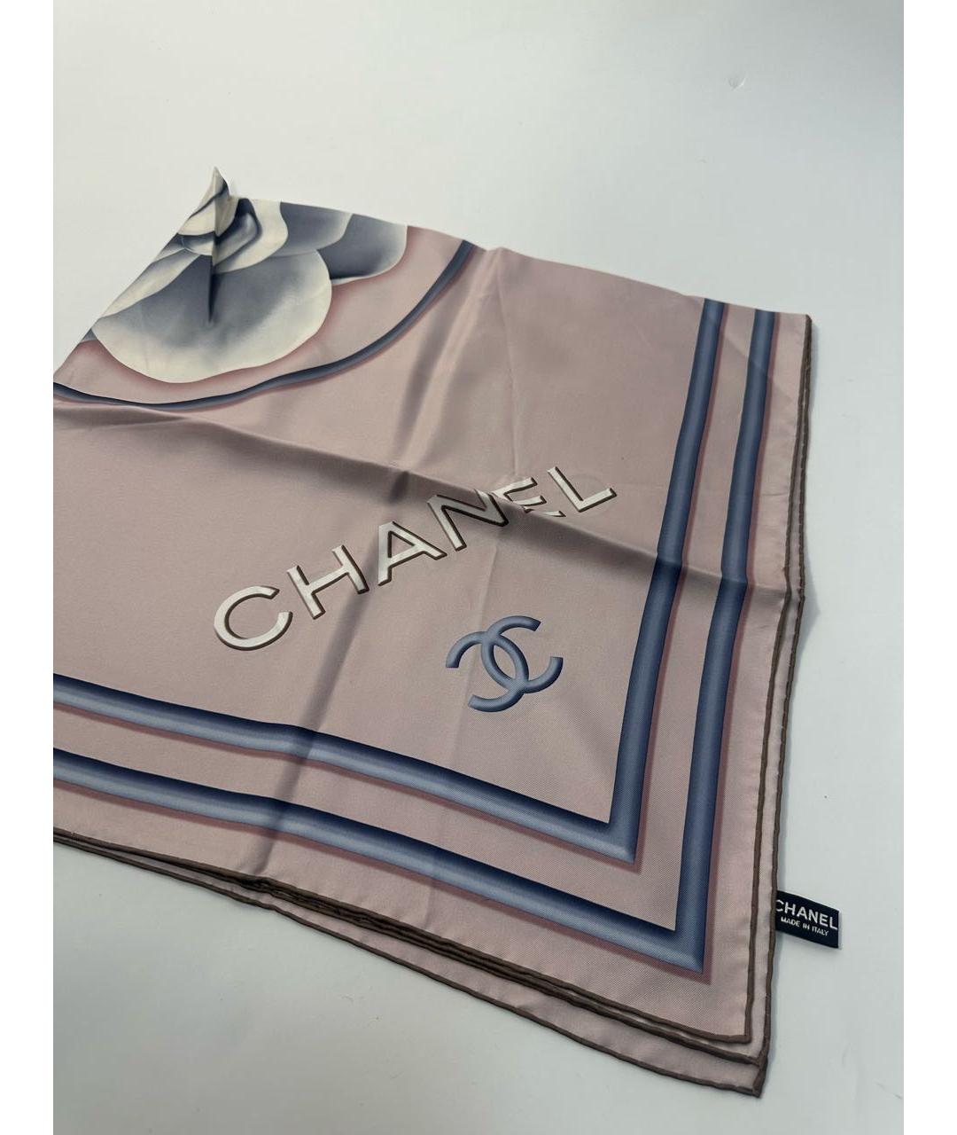 CHANEL Розовый шелковый платок, фото 2