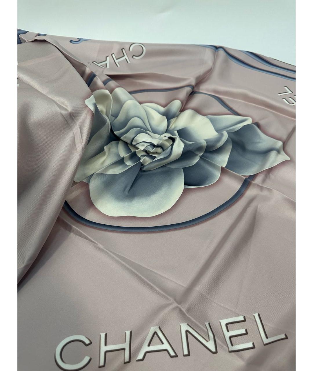 CHANEL Розовый шелковый платок, фото 6