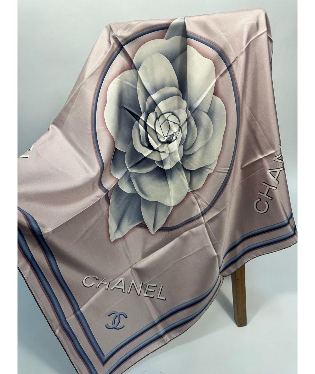CHANEL Розовый шелковый платок, фото 7