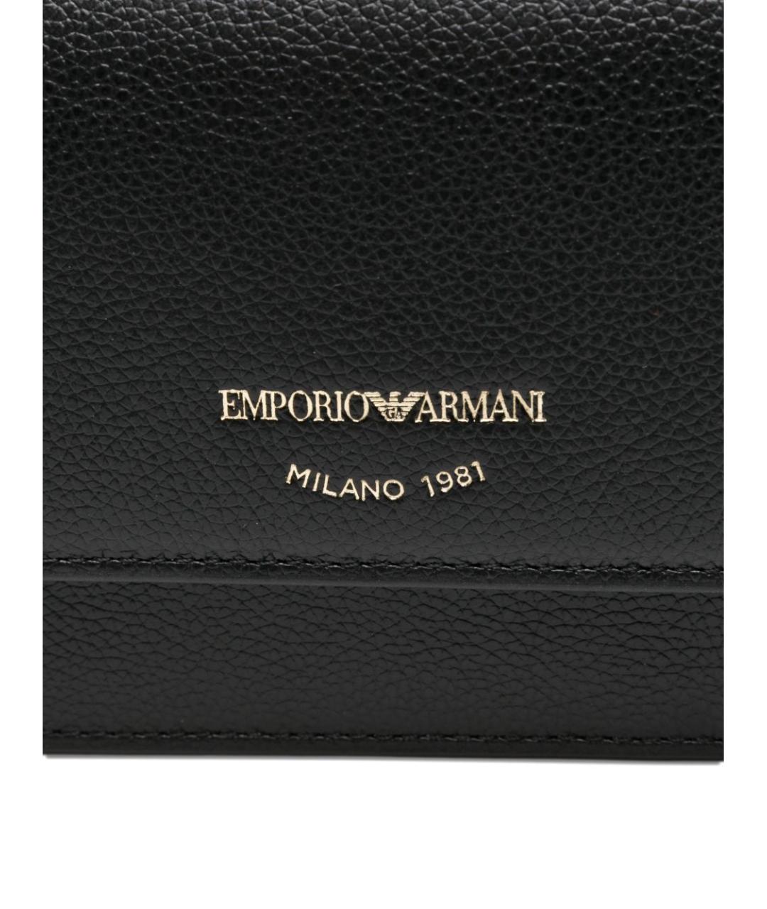EMPORIO ARMANI Черная кожаная сумка через плечо, фото 4