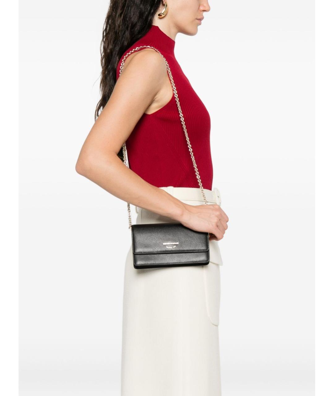 EMPORIO ARMANI Черная кожаная сумка через плечо, фото 5