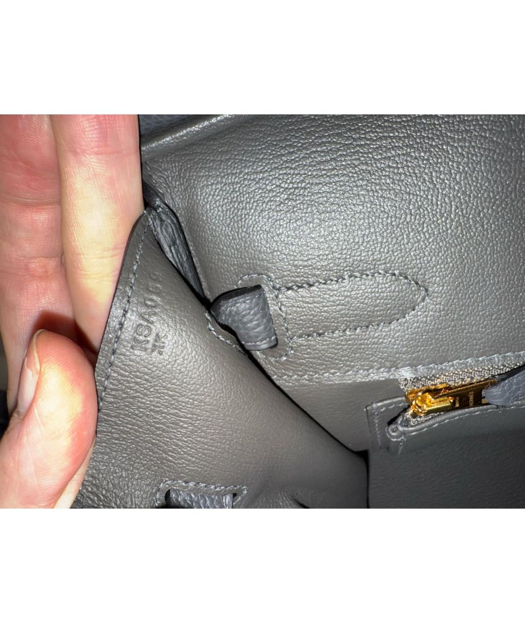 HERMES Антрацитовая кожаная сумка с короткими ручками, фото 8